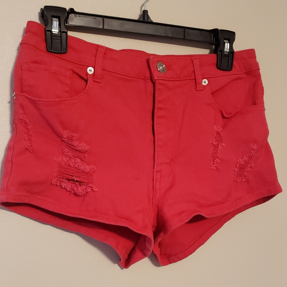 H&M Distressed high-waisted jean shorts